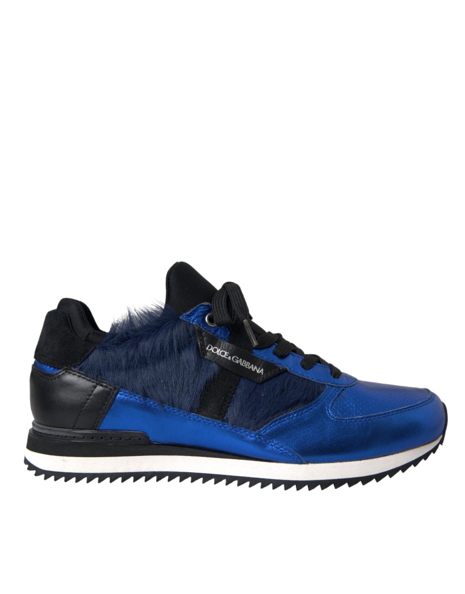 Dolce & Gabbana Blue Black Calf Hair Leather Sneakers Shoes - Le schmidt