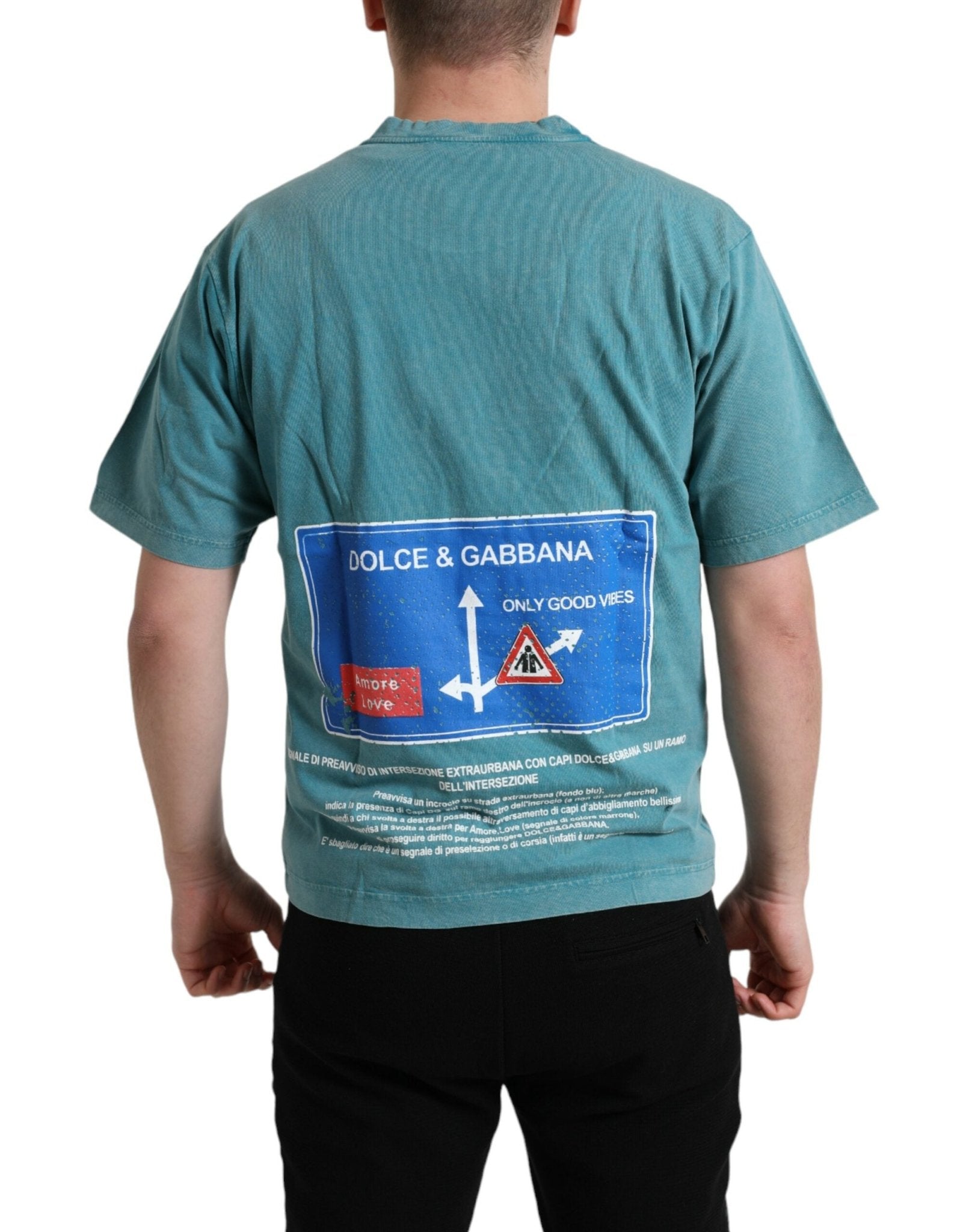 Dolce & Gabbana Blue Cotton Milano Street Round Neck T-shirt - Le schmidt