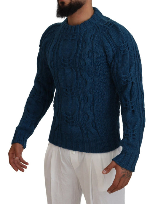 Dolce & Gabbana Blue Knitted Wool Alpaca Pullover Sweater - Le schmidt