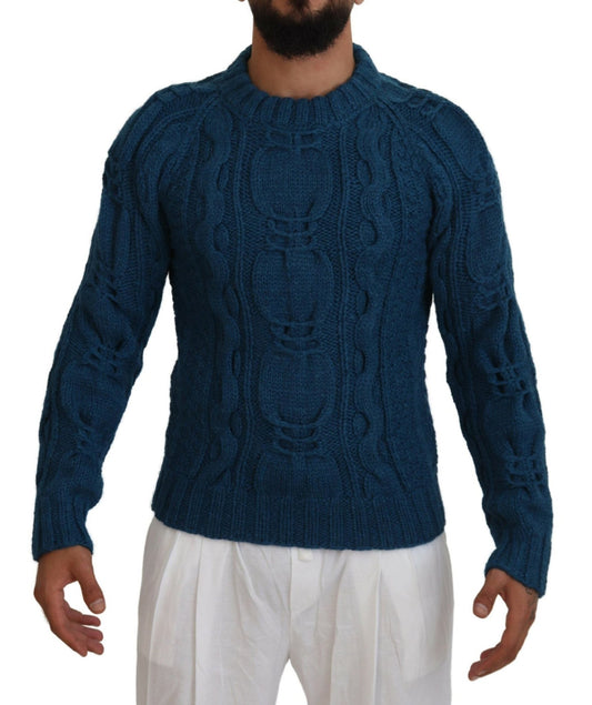 Dolce & Gabbana Blue Knitted Wool Alpaca Pullover Sweater - Le schmidt