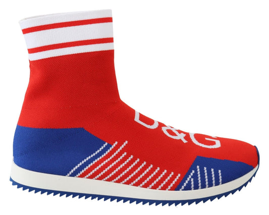 Dolce & Gabbana Blue Red Sorrento Logo Sneakers Socks Shoes - Le schmidt