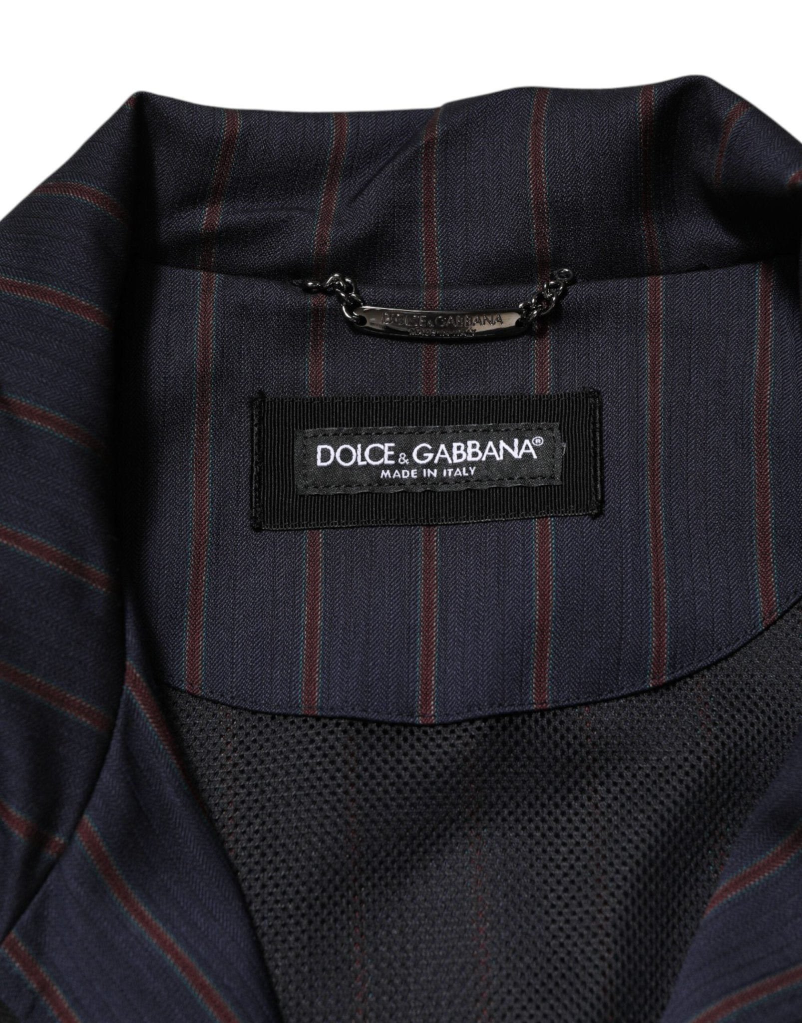 Dolce & Gabbana Blue Red Striped Logo Plaque Full Zip Jacket - Le schmidt