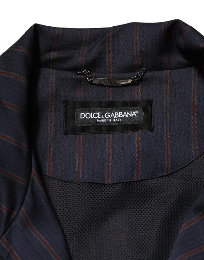 Dolce & Gabbana Blue Red Striped Logo Plaque Full Zip Jacket - Le schmidt