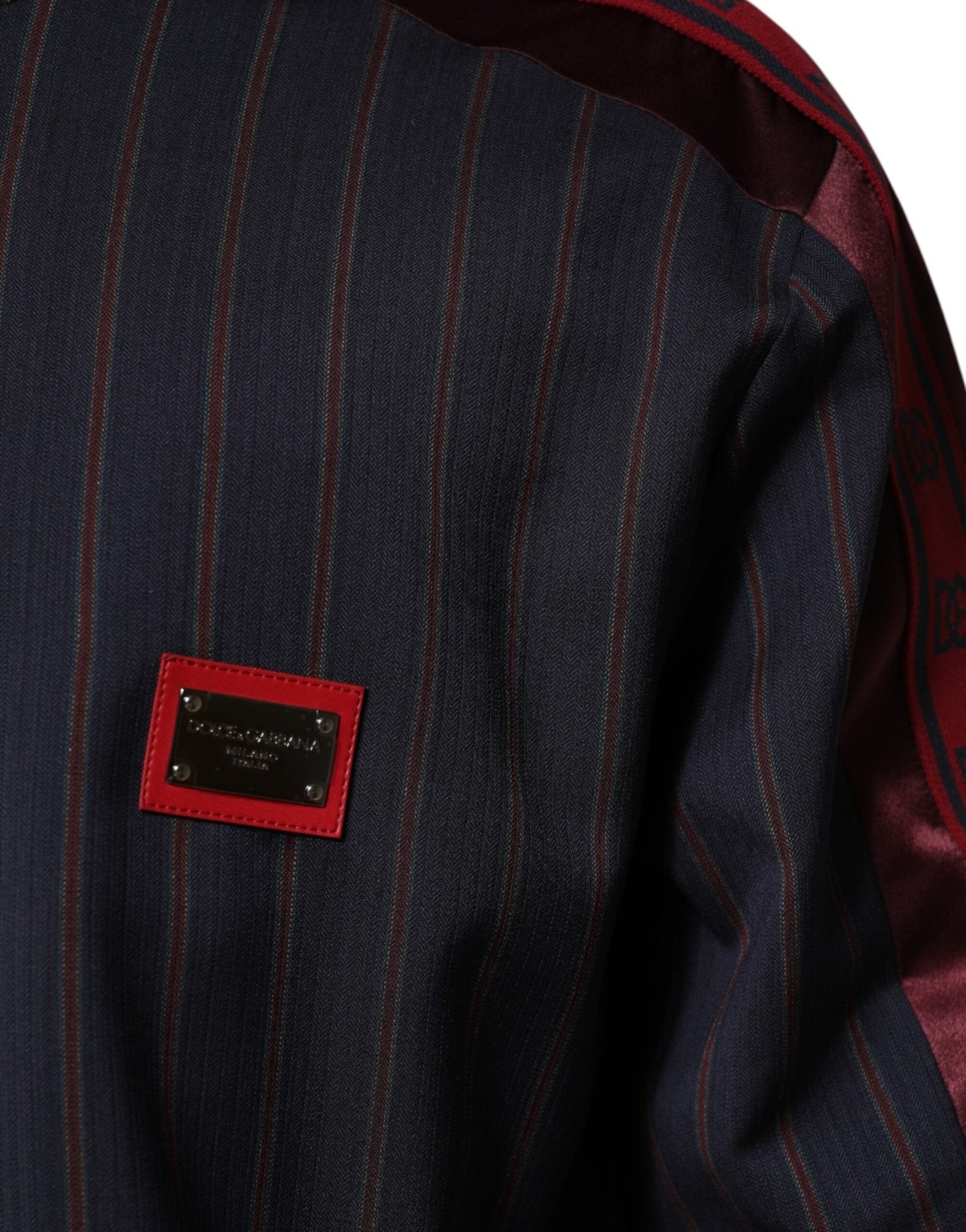 Dolce & Gabbana Blue Red Striped Logo Plaque Full Zip Jacket - Le schmidt