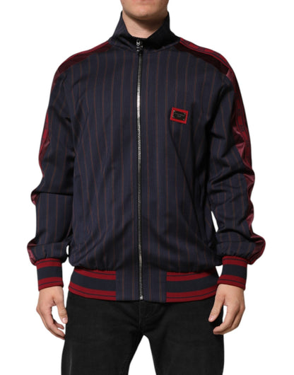 Dolce & Gabbana Blue Red Striped Logo Plaque Full Zip Jacket - Le schmidt