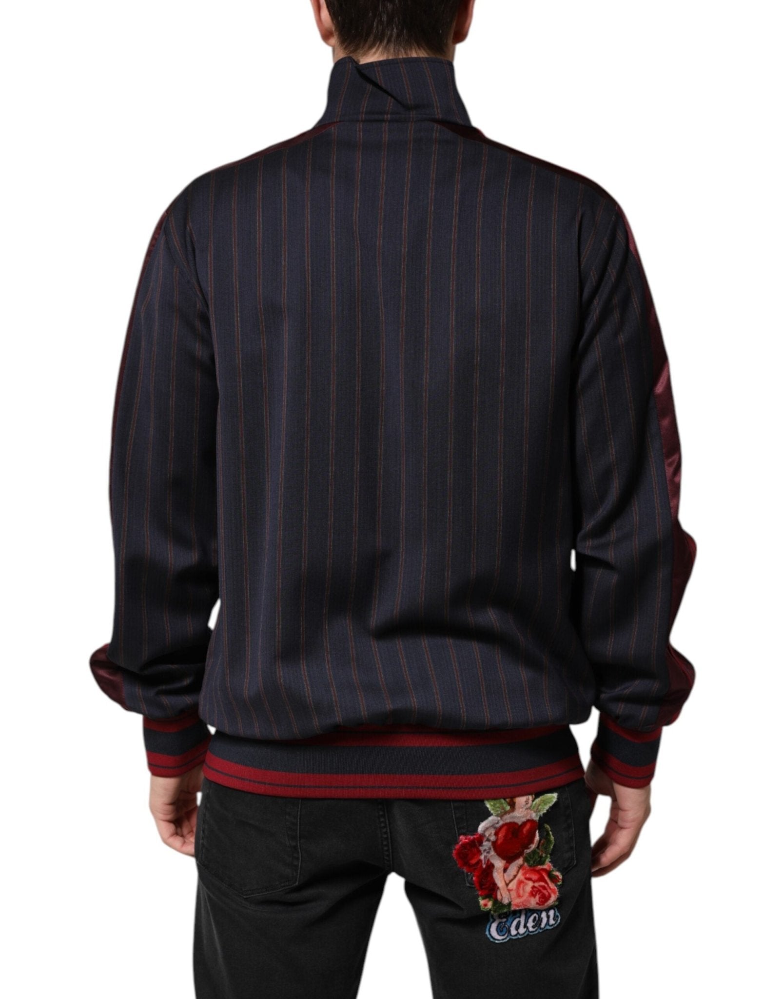 Dolce & Gabbana Blue Red Striped Logo Plaque Full Zip Jacket - Le schmidt