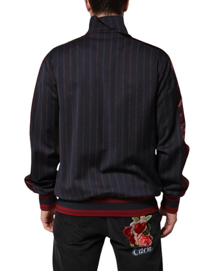 Dolce & Gabbana Blue Red Striped Logo Plaque Full Zip Jacket - Le schmidt