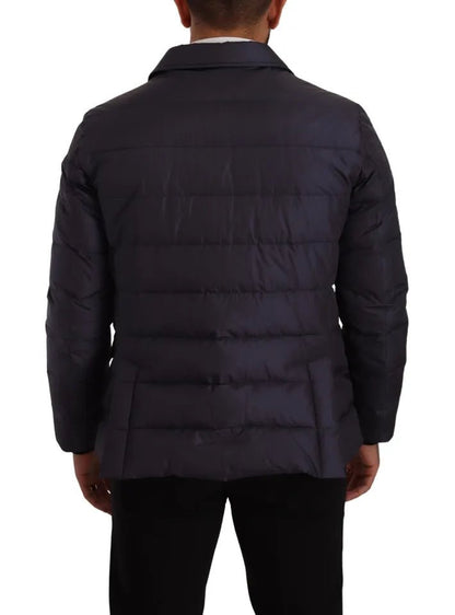 Dolce & Gabbana Blue Silk Goat Coat Blouson Winter Jacket - Le schmidt