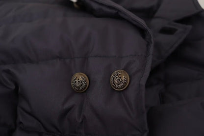 Dolce & Gabbana Blue Silk Goat Coat Blouson Winter Jacket - Le schmidt