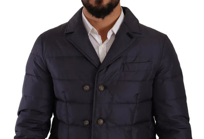 Dolce & Gabbana Blue Silk Goat Coat Blouson Winter Jacket - Le schmidt