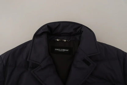 Dolce & Gabbana Blue Silk Goat Coat Blouson Winter Jacket - Le schmidt