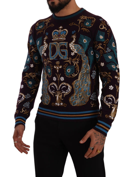 Dolce & Gabbana Bordeaux Cashmere DG Crown Embroidered Sweater - Le schmidt