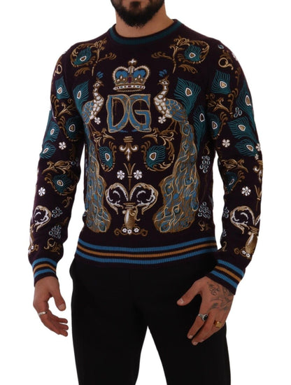 Dolce & Gabbana Bordeaux Cashmere DG Crown Embroidered Sweater - Le schmidt