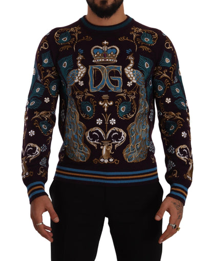 Dolce & Gabbana Bordeaux Cashmere DG Crown Embroidered Sweater - Le schmidt