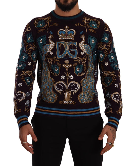 Dolce & Gabbana Bordeaux Cashmere DG Crown Embroidered Sweater - Le schmidt