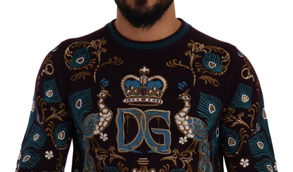 Dolce & Gabbana Bordeaux Cashmere DG Crown Embroidered Sweater - Le schmidt