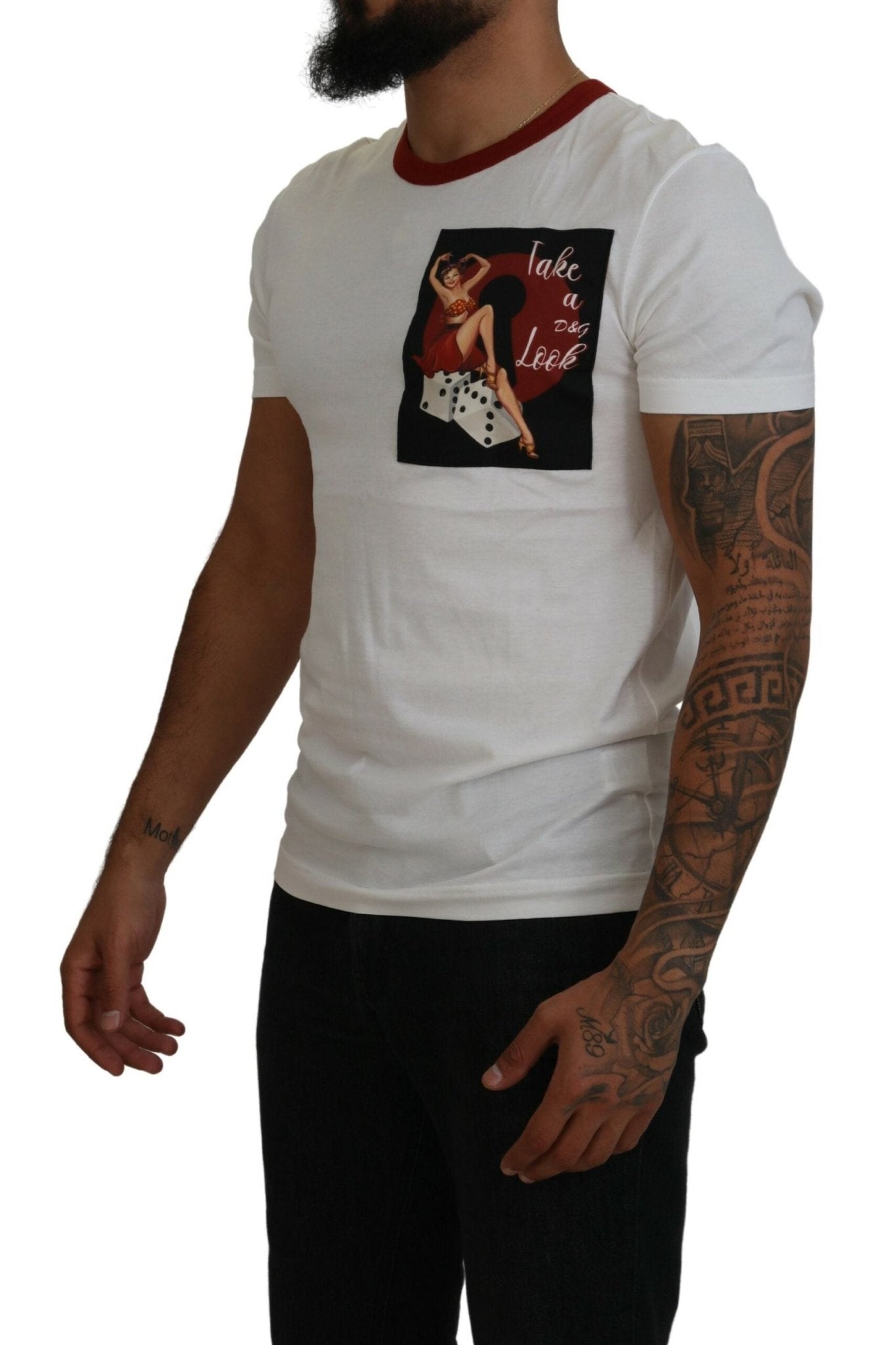 Dolce & Gabbana Cotton White Logo Print Crewneck T-shirt - Le schmidt
