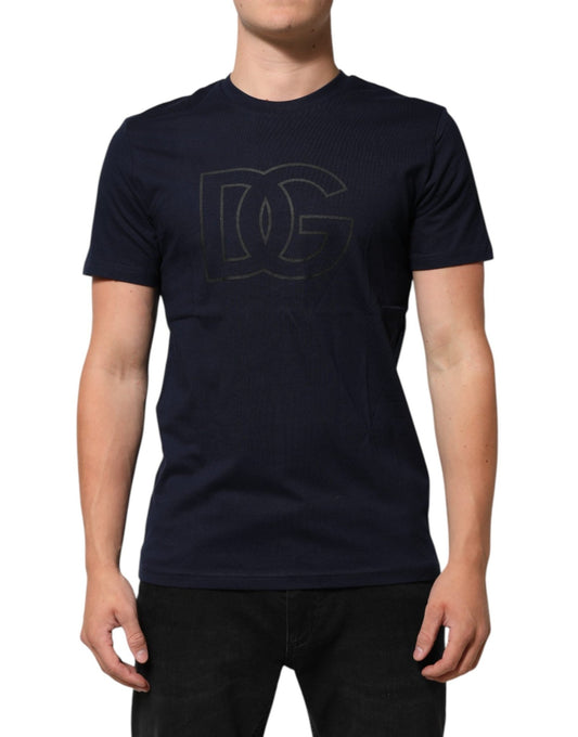 Dolce & Gabbana Dark Blue Cotton DG Logo Print Men’s Top T-shirt - Le schmidt