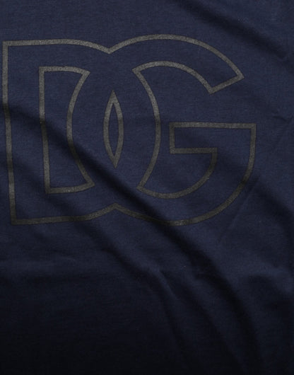 Dolce & Gabbana Dark Blue Cotton DG Logo Print Men’s Top T-shirt - Le schmidt