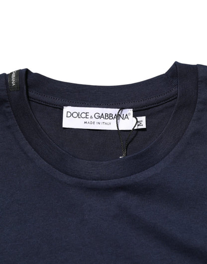 Dolce & Gabbana Dark Blue Cotton DG Logo Print Men’s Top T-shirt - Le schmidt