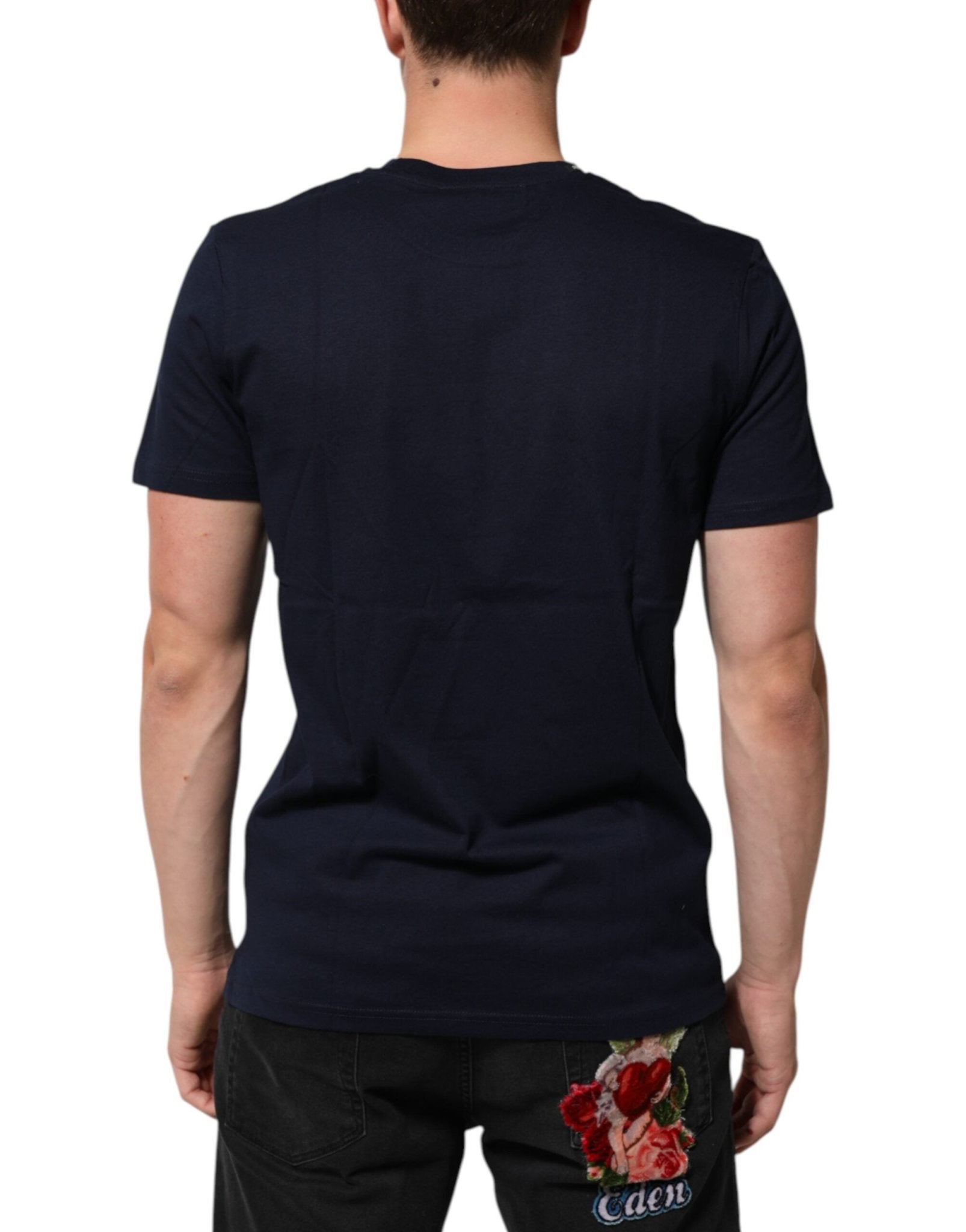 Dolce & Gabbana Dark Blue Cotton DG Logo Print Men’s Top T-shirt - Le schmidt
