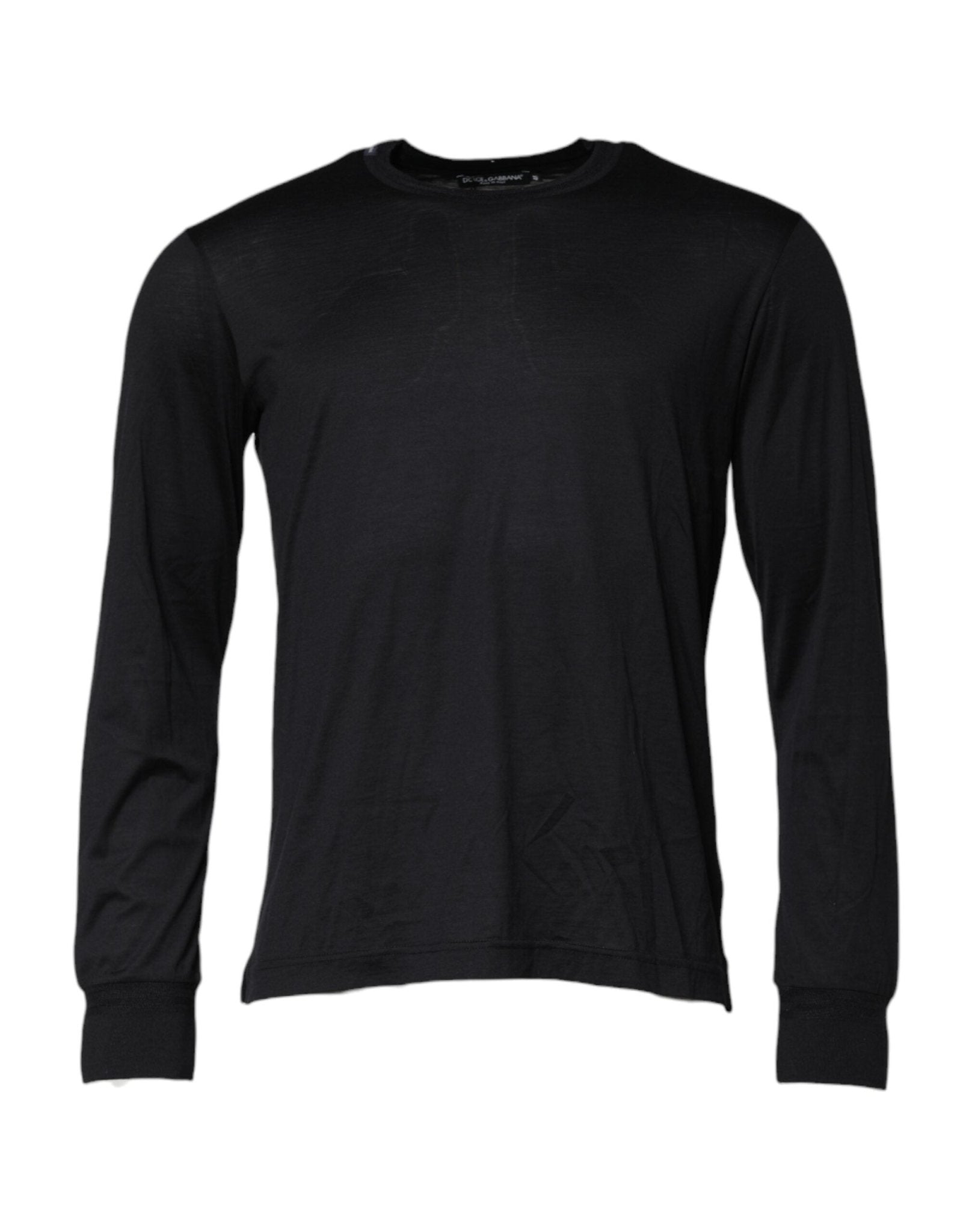 Dolce & Gabbana Dark Blue Silk Crew Neck Men Pullover Sweater - Le schmidt