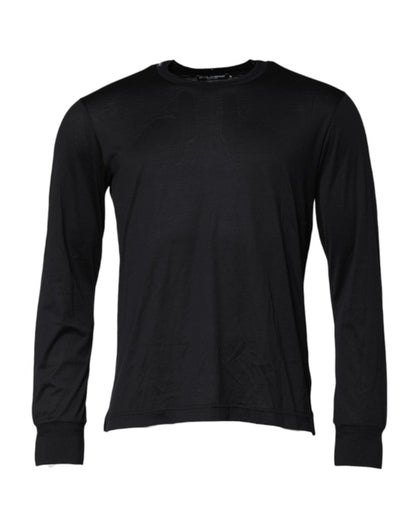 Dolce & Gabbana Dark Blue Silk Crew Neck Men Pullover Sweater - Le schmidt