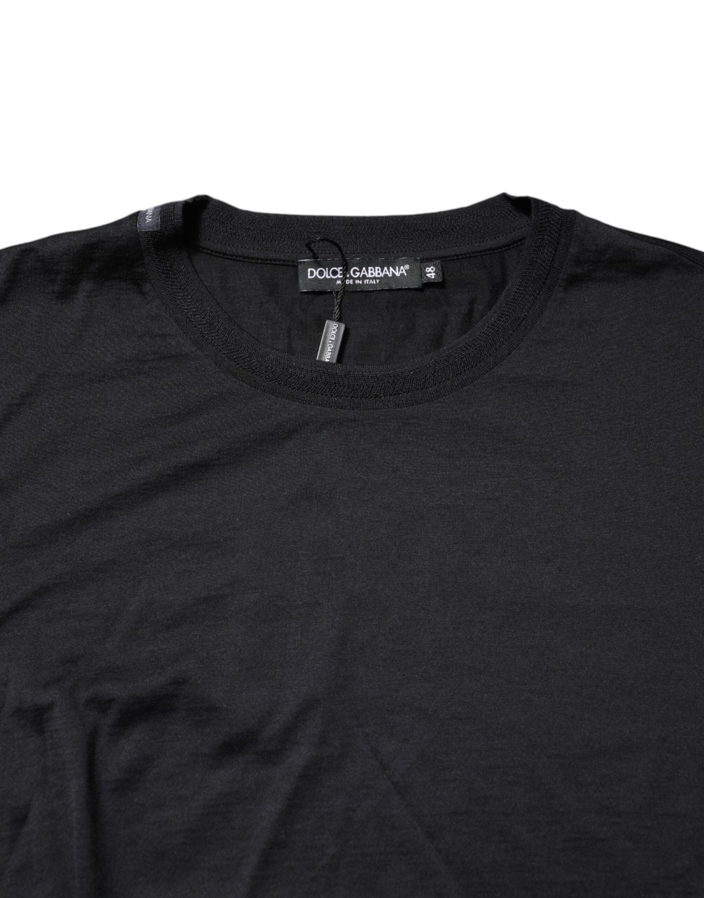 Dolce & Gabbana Dark Blue Silk Crew Neck Men Pullover Sweater - Le schmidt