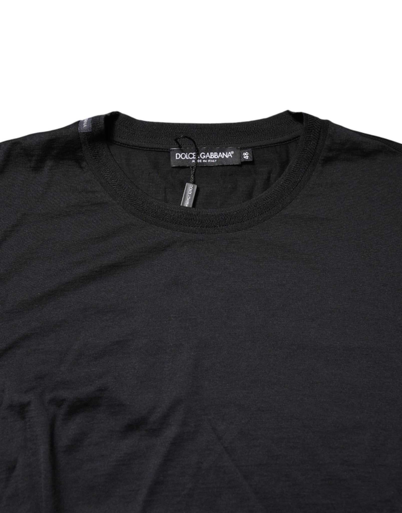 Dolce & Gabbana Dark Blue Silk Crew Neck Men Pullover Sweater - Le schmidt
