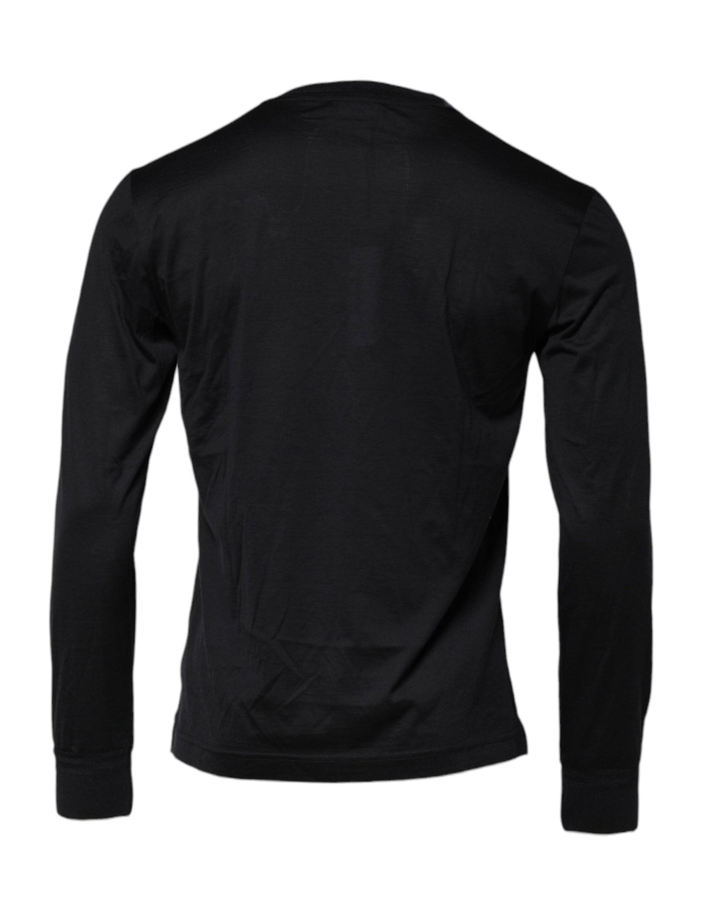 Dolce & Gabbana Dark Blue Silk Crew Neck Men Pullover Sweater - Le schmidt