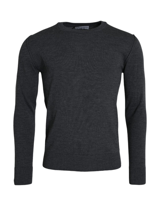 Dolce & Gabbana Dark Gray Wool Crew Neck Pullover Sweater - Le schmidt