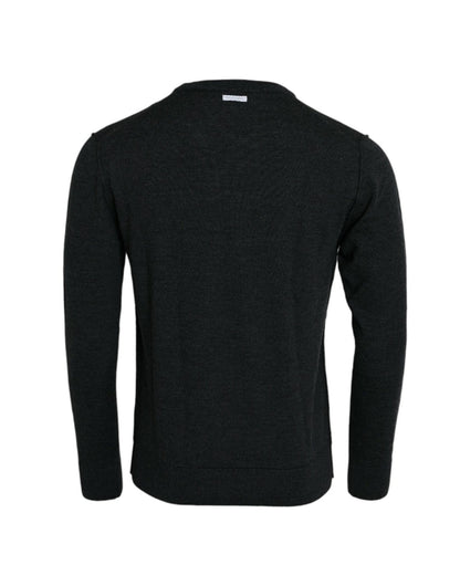 Dolce & Gabbana Dark Gray Wool Crew Neck Pullover Sweater - Le schmidt