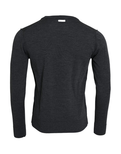 Dolce & Gabbana Dark Gray Wool Crew Neck Pullover Sweater - Le schmidt