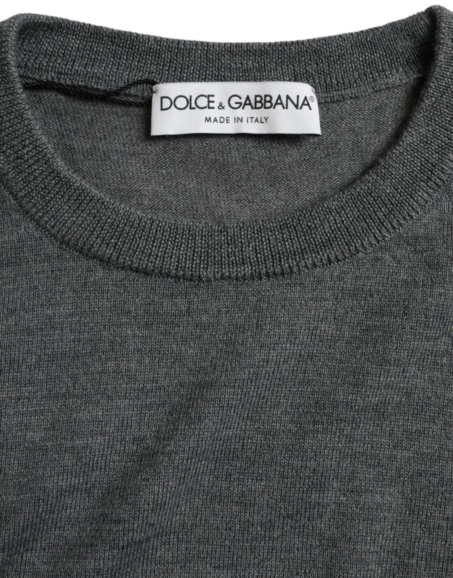 Dolce & Gabbana Dark Gray Wool Crew Neck Pullover Sweater - Le schmidt
