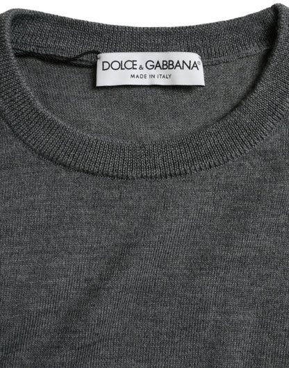 Dolce & Gabbana Dark Gray Wool Crew Neck Pullover Sweater - Le schmidt