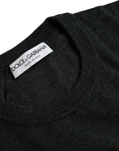 Dolce & Gabbana Dark Gray Wool Crew Neck Pullover Sweater - Le schmidt