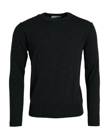 Dolce & Gabbana Dark Gray Wool Crew Neck Pullover Sweater - Le schmidt