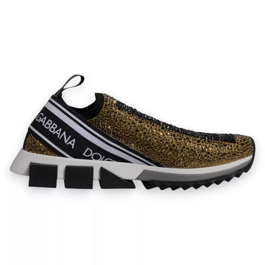 Dolce & Gabbana Gold Rhinestones Sorrento Sneakers Shoes - Le schmidt