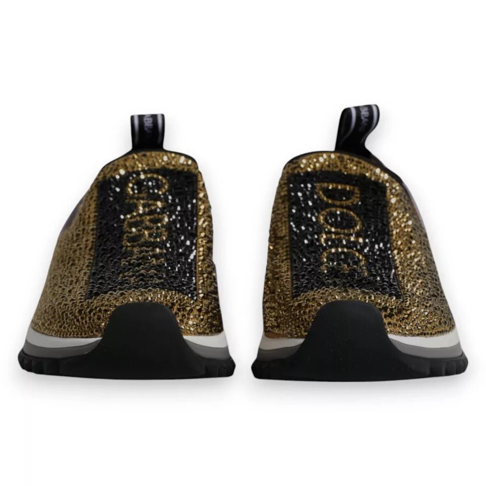 Dolce & Gabbana Gold Rhinestones Sorrento Sneakers Shoes - Le schmidt