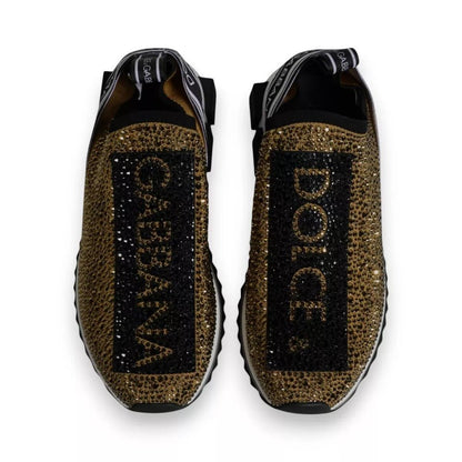 Dolce & Gabbana Gold Rhinestones Sorrento Sneakers Shoes - Le schmidt