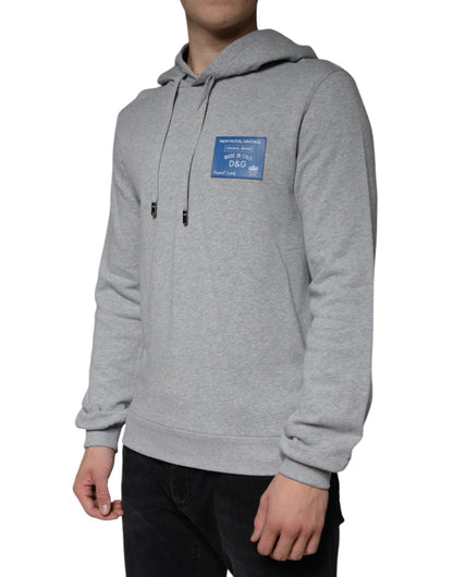 Dolce & Gabbana Gray Cotton Logo Hooded Sweatshirt Sweater - Le schmidt