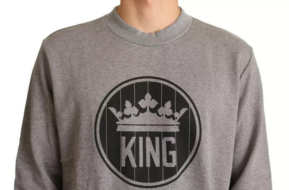 Dolce & Gabbana Gray Crown King Cotton Pullover Sweater - Le schmidt