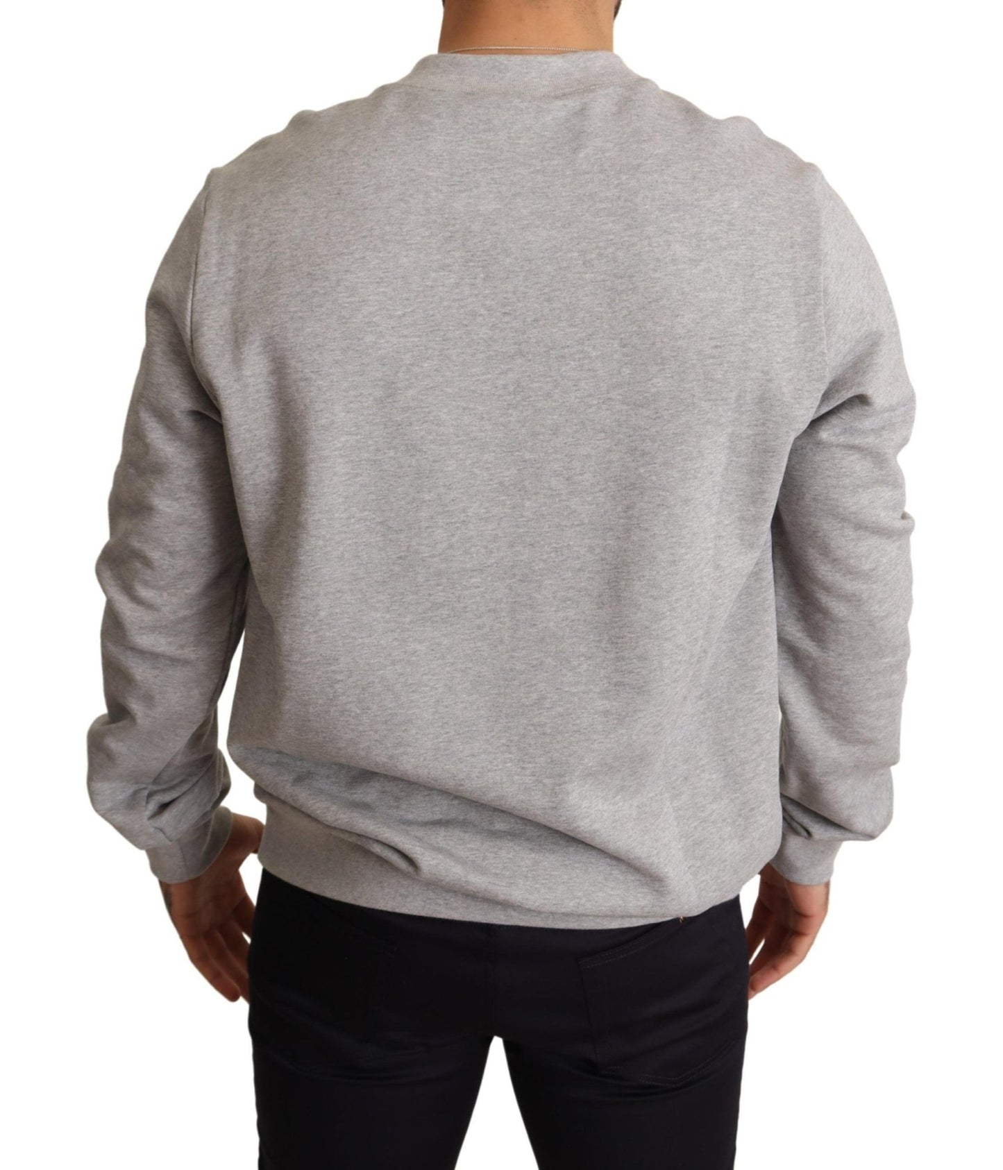 Dolce & Gabbana Gray Crown King Print Cotton Sweater - Le schmidt