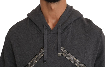 Dolce & Gabbana Gray Hooded Red Crystal Heart Gun Sweater - Le schmidt
