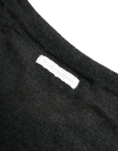 Dolce & Gabbana Gray Wool Round Neck Pullover Sweater - Le schmidt