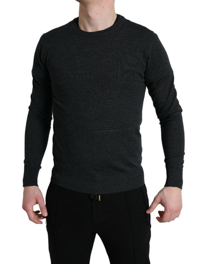 Dolce & Gabbana Gray Wool Round Neck Pullover Sweater - Le schmidt