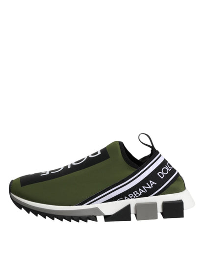 Dolce & Gabbana Green Black Slip On Sorrento Sneakers Shoes - Le schmidt