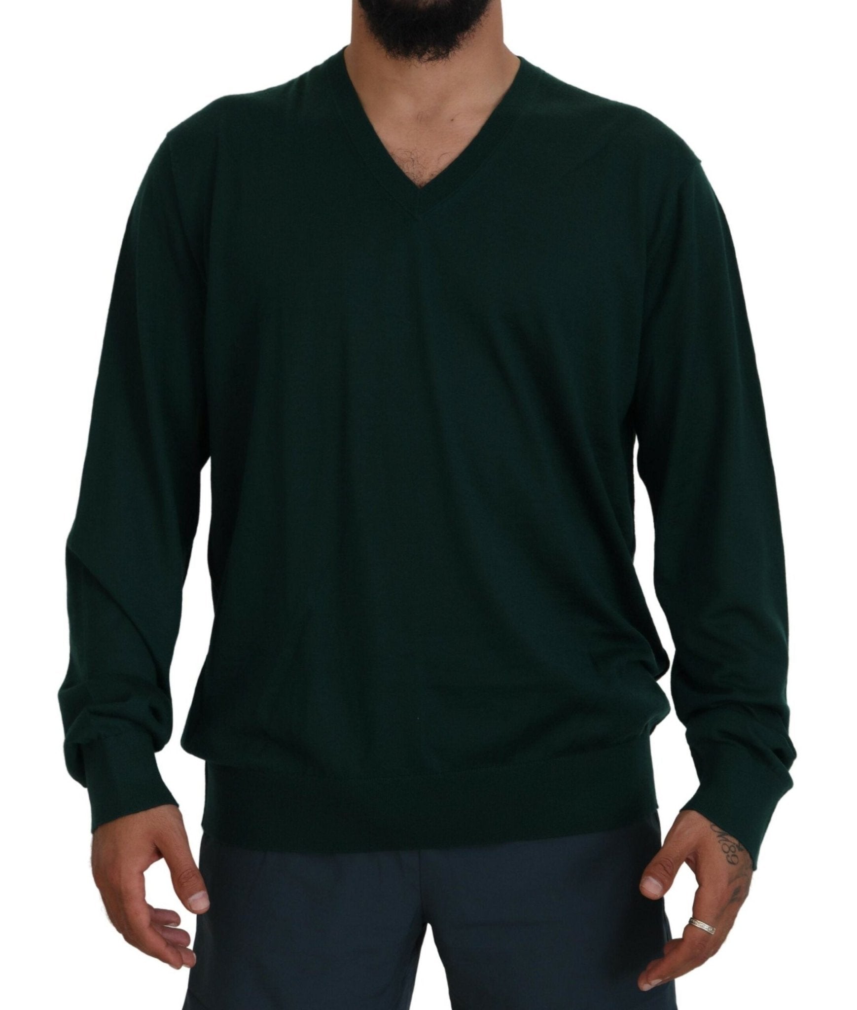 Dolce & Gabbana Green Cashmere V - neck Pullover Sweater - Le schmidt