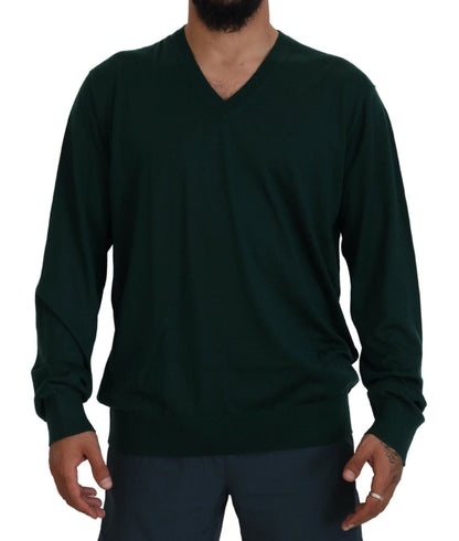 Dolce & Gabbana Green Cashmere V - neck Pullover Sweater - Le schmidt