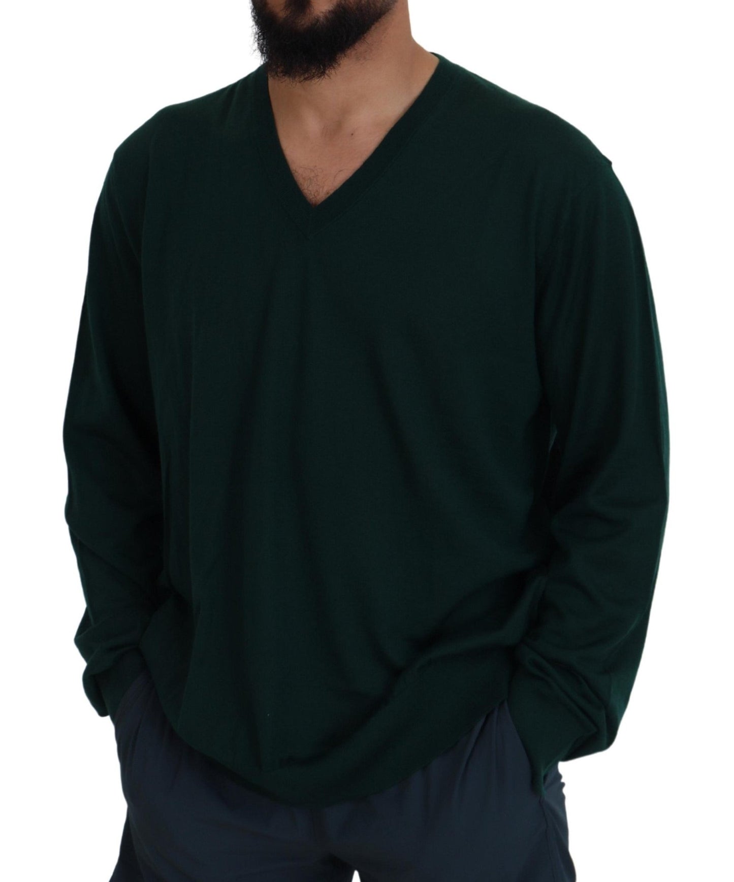 Dolce & Gabbana Green Cashmere V - neck Pullover Sweater - Le schmidt